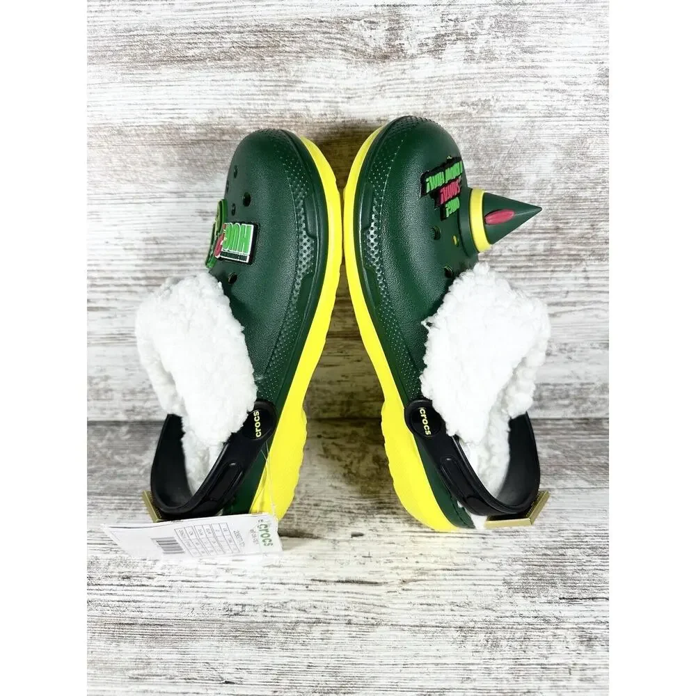 NEW Youth Buddy The Elf × Crocs Fleece Lined Green Clogs Sz 2 - Picture 6 of 9